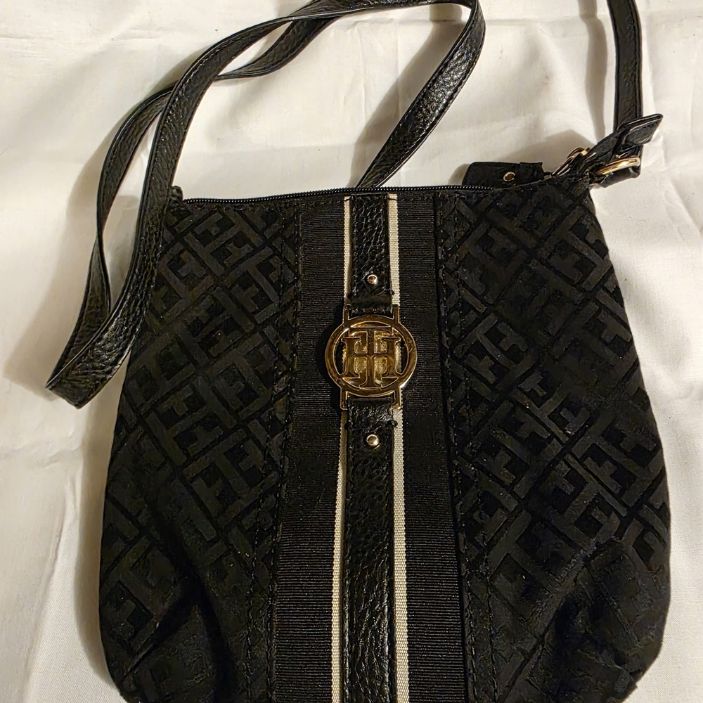 Tommy Hilfiger Black Crossbody Bag with Gold Accents